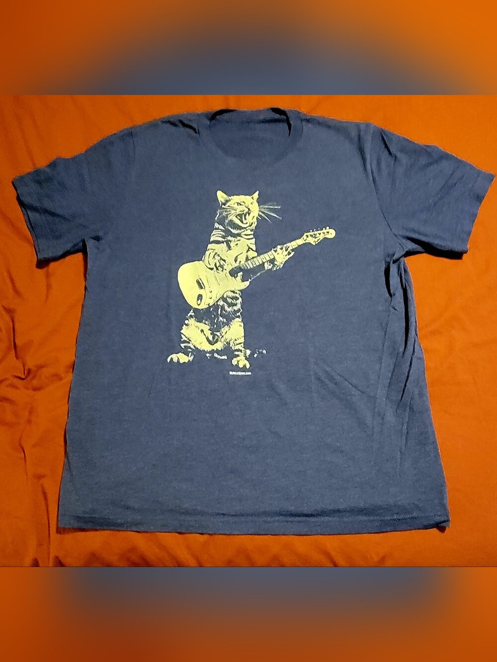Cat Guitar Graphic Tee - Blue